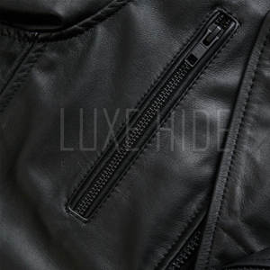 Veste de moto design personnalisé, veste de moto en cuir de couleur unie pour hommes, veste en cuir de moto streetwear pour hommes - Product Image 4