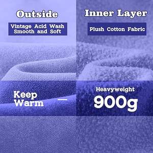 Sweat-shirts pour hommes les plus vendus, lavage à l'acide, 100% coton, polaire d'hiver, tissu de qualité supérieure, personnalisable, respirant, rétro, délavé, streetwear - Product Image 5