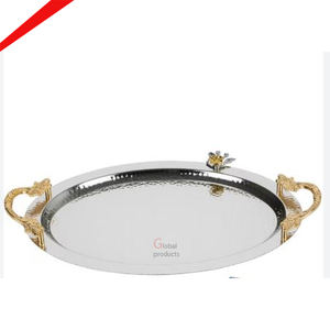 ถาดเสิร์ฟพร้อมที่จับนกโลหะทรงกลมสำหรับโรงแรม - Product Image 3
