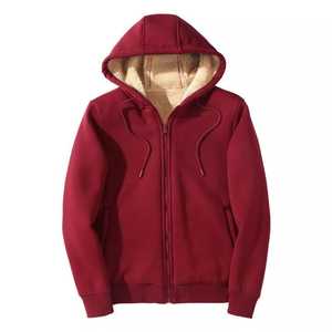 Chaqueta con capucha de piel polar para hombre Abrigo con cremallera Sudadera con capucha cálida Abrigo informal sólido - Product Image 4