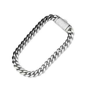 สร้อยข้อมือผู้ชายชุบทองสีขาวล้วนตะขอกล่อง925สไตล์ฮิปฮอปแร็ปเปอร์ทันสมัยครบรอบเงินสเตอร์ลิง - Product Image 1