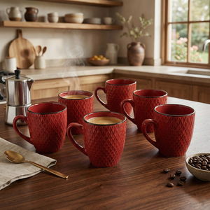 Modern Design Merlot Love Patterned Ceramic Coffee Mug 200ml Bronze <b>PC</b> Dishwasher & Microwave Safe Laser Engraved Logo <b>Set</b> of 6 - Product Image 1