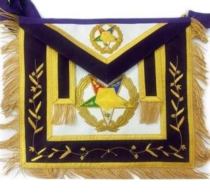 Tablier maçonnique léger en cuir d'agneau brodé à la main, personnalisé en gros, pour l'Ordre de l'Étoile de l'Orient (OES), Régalia maçonnique - Product Image 2