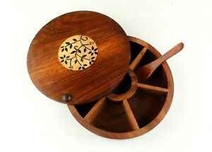 Organisateur d'épices en bois de luxe avec becs faciles à verser plusieurs boîtes outil de cuisine pour le stockage d'herbes et d'épices - Product Image 4