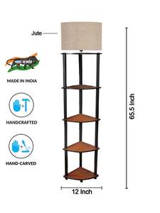 โคมไฟตั้งพื้นไม้โบราณแบบขาตั้งกล้อง ปรับระดับได้ สำหรับตกแต่งห้องนั่งเล่น โคมไฟตั้งพื้นพร้อมโป๊ะผ้าปอ จำหน่ายราคาส่ง - Product Image 2