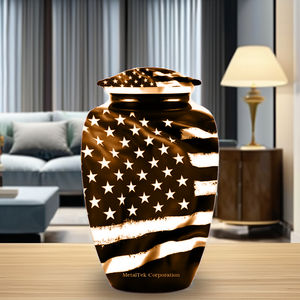 Bandera americana púrpura, colores personalizados, urna funeraria de Metal hecha a mano, tapa segura, recuerdo para adultos, cenizas, cremación, veterano conmemorativo - Product Image 4