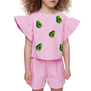 Enfants été mode combinaison mignon et décontracté papillon Motifs tenue couleur lavande facile à porter et confortable - Product Image 5