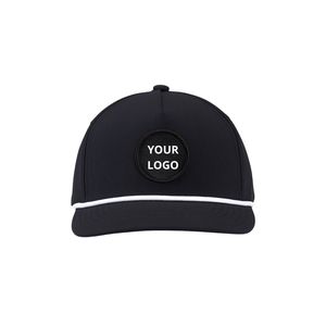 Custom Rubber Logo 5-Panel Rope Golf Hat with Branding Woven Tag Structured Crown Adjustable <b>Snapback</b> Performance <b>Cap</b> for Men - Product Image 4