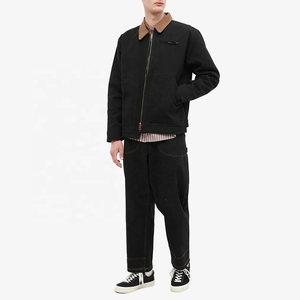 เสื้อแจ็กเก็ตผ้าฝ้ายทอลายทแยงสำหรับผู้ชายปก100% ซิปมีกระเป๋าสองด้านงานตามสั่งแฟชั่นงานตามสั่ง - Product Image 5