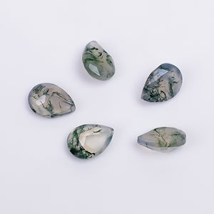 Ágata de musgo verde Piedra preciosa suelta Corte brillante Forma de pera Natural 9,0x7,0x4,0mm para la fabricación de joyas - Product Image 3
