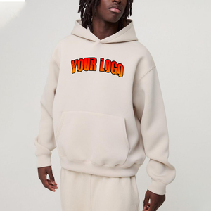 เสื้อมีฮู้ดแฟชั่นโอเวอร์ไซส์สีทึบแนวฮิปฮอปของ350GSM ทำจากผ้าฝ้าย100% ออกใหม่2025 - Product Image 4