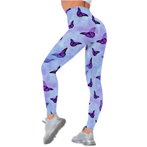 2024 doux confortable respirant imprimé Yoga Leggings pantalon Logo personnalisé taille pour l'entraînement de gymnastique en plein air taux de gros - Product Image 5