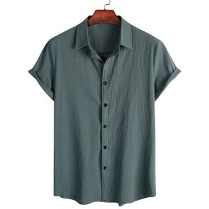 Camisa informal abotonada de manga corta con cuello cubano para hombre, color personalizado, elegante y cómoda para venta al por mayor - Product Image 3