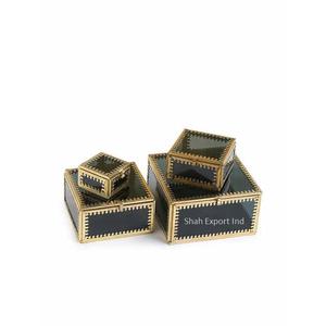 Caja de almacenamiento decorativa cuadrada de Metal y vidrio de lujo, accesorios para el hogar, joyero para Mini caja de vidrio de Color negro - Product Image 6