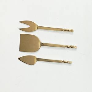 <b>White</b> Embossed Handmade Handle Stainless Steel Metal Cutlery <b>Set</b> Shiny <b>Gold</b> Plated PolishedSpoons for Weddings - Product Image 5