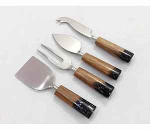 ชุดมีดหั่นชีส4ชิ้นมีดสแตนเลสมีด้ามจับไม้สำหรับใช้ในครัว - Product Image 6