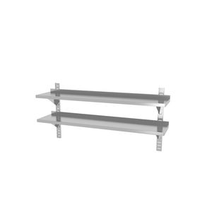 HENDI 1400x300x(H)600mm Mensola Regolabile a Doppia Parete con 2 Staffe, Soluzione di Stoccaggio per Cucina - Product Image 1