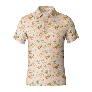 Camiseta de Polo de Golf de Alto Rendimiento para Hombre, Fabricante de Polos con Estampado Floral de Moda, Tela Elástica Suave y Transpirable, Ropa de Golf, Pedido al por Mayor - Product Image 1