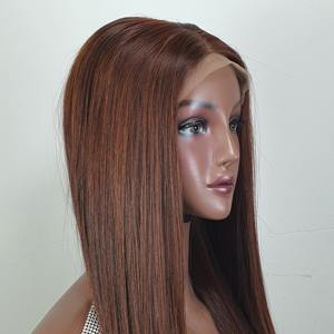 Peluca Larga de Cabello Humano Virgen Remy Vietnamita 100% de Alta Calidad para Estilo Liso Color Castaño con Cierre Transparente Sin Pegamento - Product Image 3