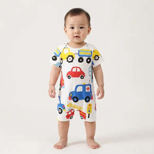 ชุดเสื้อผ้าเด็กผู้ชายผ้าฝ้าย 100% ลายรถ - Product Image 2