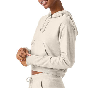 2025 alta calidad diseño personalizado mujer 100% algodón francés Terry recortada Sudadera con capucha al por mayor de alta calidad Crop transpirable sudaderas con capucha - Product Image 4
