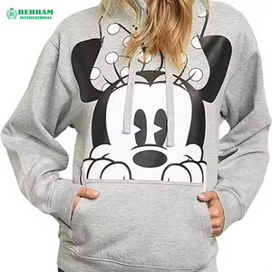 <strong>Mickey</strong> <strong>Mouse</strong> Hoodie Gray Cotton Pullover <strong>Sweatshirt</strong> With Pockets Character Print Front Design Autumn Casual Wear - Product Image 5