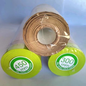 Rouleau de papier de masquage pré-adhésif Film PE + Ruban Kraft Largeur 150-450mm Protection contre l'humidité pour la peinture automobile pour ateliers de carrosserie - Product Image 2