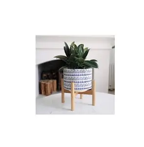 wooden plant pot stand flower pot and planter with wooden stand for home decoration top selling