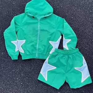 Chándales cortavientos de nailon para hombre de fabricante superior con logotipo bordado recién llegado, diseñe su propio estilo, chándales transpirables unisexTracksuits - Product Image 1