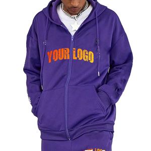 Sudadera con capucha estampada completamente personalizada para hombre, de color sólido y cremallera completa Sudadera con capucha, ropa informal de invierno de algodón 100% de gran tamaño, sudaderas con capucha para hombre - Product Image 1