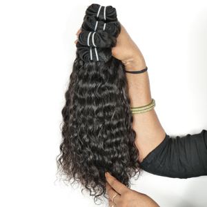Extensiones de cabello humano de templo vietnamita virgen 100% baratas para Genius Weft Natural sin procesar Kinky Tengle Free Curly Natural Wave - Product Image 2