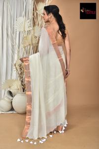 Sari de Algodón MAL de Verano, Tejido Liso Teñido, Ecológico, Ligero, de Secado Rápido, Vestido para Niñas, Bodas y Ocasiones Especiales, 400 g/m² - Product Image 2