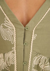 เสื้อเบลาส์คอตตอนระบายอากาศสุดหรูเสื้อเบลาส์สำหรับใส่ในสำนักงานผ้าย้อมย้อมสีแฟชั่นสไตล์วินเทจ - Product Image 2