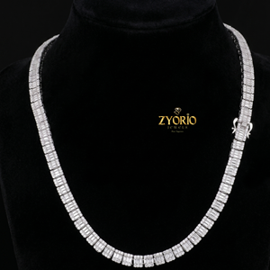 10K Gold Baguette Tennis <b>Chain</b> Necklace Full Pave <b>Iced</b> <b>Out</b> Luxury Jewelry - Product Image 2