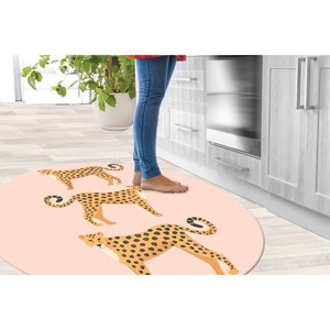 Tiger Print Circle <b>Rug</b>: Pink Animal Accent <b>Rug</b>, Non-Slip,<b>Chenille</b> <b>Rug</b> - Product Image 4