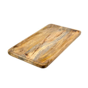 Vente chaude grand plateau de service en bois de manguier fait à la main plateau en bois naturel poignées coupées maison Restaurant utiliser alimentaire marbre acier - Product Image 2