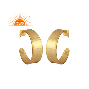 Último diseño hecho a mano 18K chapado en oro aro pendiente Demi joyería fina fabricante para las mujeres - Product Image 1