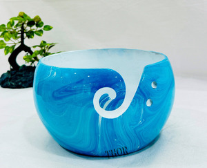 ชามไหมพรมถักลายจุดสีฟ้าฟ้าขนาดใหญ่ถือได้อย่างน้อย2ลูกโบลิ่งเส้นด้ายสำหรับถักไหมพรมที่ยอดเยี่ยม - Product Image 2