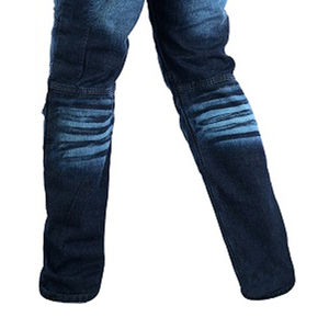 Vaqueros azul oscuro para motocicleta con diseño desgastado y protección reforzada con Kevlar para mayor flexibilidad - Product Image 5