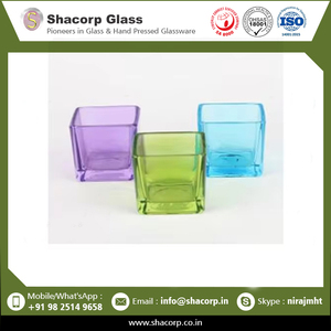 Votive en verre carré décoratif de prix usine pour la décoration à la maison à la conception et à la couleur différentes - Product Image 2