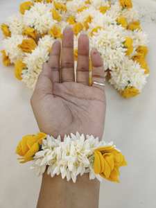 Yellow Wedding Floral <b>Wrist</b> Bracelet Artificial Jasmine & Yellow Flower - Product Image 3