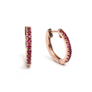 Diseño minimalista de lujo 18K 22K oro puro Natural Julio piedra natal rubí piedras preciosas pendientes de aro para las mujeres al por mayor OEM ODM - Product Image 5