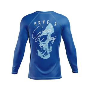 100% polyester, impression par sublimation, ne craque pas, ne se décolore pas, ne se décolle pas, inserts latéraux, respirabilité, mobilité, rash guard à manches courtes, UPF50 - Product Image 6