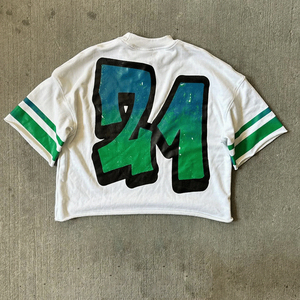 Venta al por mayor personalizado 100% algodón peso pesado camiseta transpirable de gran tamaño suelta ajuste frontal Logo Puff impreso diseño en blanco para los hombres - Product Image 5