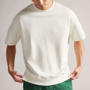 เสื้อยืดคอกลมโอเวอร์ไซส์ผ้าฝ้ายแท้ 100% สำหรับผู้ชาย สกรีนโลโก้ได้ตามต้องการ เสื้อยืดเรียบหรูทรงหลวมคุณภาพสูง - Product Image 4