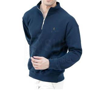 <b>Men</b> Quarter Zip 100% Cotton Solid Winter Sweatshirt Casual Pullover <b>Long</b> <b>Sleeve</b> Athletic Sportswear <b>Top</b> for <b>Gym</b> and Outdoor - Product Image 4