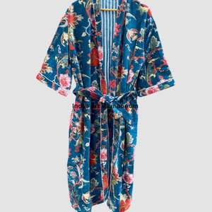 Kimono de Terciopelo de Algodón Estampado a Mano al por Mayor - Product Image 5