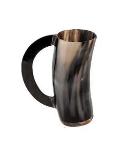 Classic Handcrafted Natural Horn Cylinder Drinking Mug with Bamboo Lid Reusable for <b>Beer</b> Wine Party Use - Product Image 2
