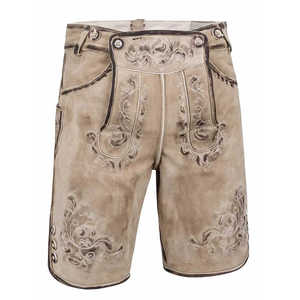 Short Lederhosen bavarois OEM pour hommes en cuir ciré léger Oktoberfest tenue traditionnelle allemande au prix de gros - Product Image 3