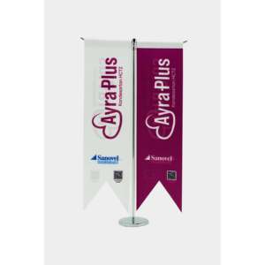 Bandera de Escritorio en Forma de T con Impresión Digital, Base de Aluminio en Forma de Herradura para Decoración o Reuniones - Product Image 1
